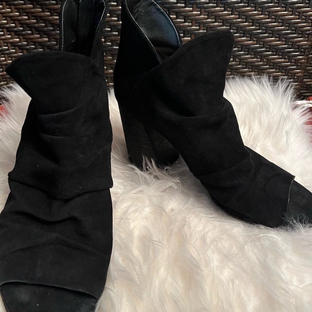 Tahari Devina Black peep toe ankle boots